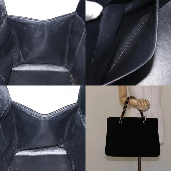 CHANEL Matelasse COCO Mark Chain Hand Bag Velor Black Silver CC Auth 130198 - Picture 15 of 16